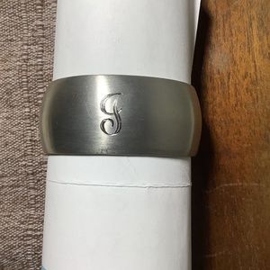 Leonard Pewter cuff bracelet with an engraved J